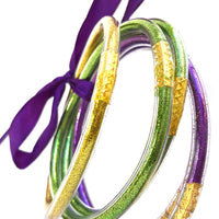 Mardi Gras Sparkle Jelly Tube Bracelets Set of 5