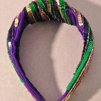 Mard Gras Sequined Top Knot Headband