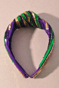 Mard Gras Sequined Top Knot Headband