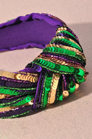 Mard Gras Sequined Top Knot Headband