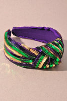 Mard Gras Sequined Top Knot Headband