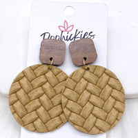 2" Walnut Cube & Box Braided Piggyback Dangles -Fall Earring