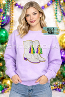 Mardi Gras Sequin Majorette Boots Tee or Sweatshirt