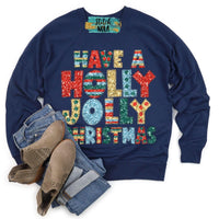 Have A Holly Jolly Christmas Faux Sequins Printed Sweatshirt