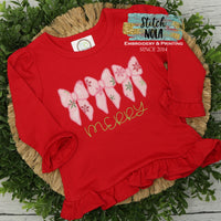 Personalized Christmas Bow Trio Applique Shirt