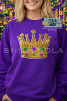 Mardi Gras Crown Sequin Tee or Sweatshirt