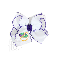 Embroidered Crochet Edge Mardi Gras Embroidered Bow