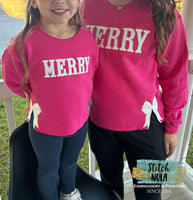 Merry Sweatshirt Appliqué with Side Bows