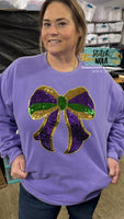 Mardi Gras Coquette REAL Sequin Bow Shirt
