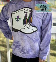 Mardi Gras Sequin Marching Boots Patch Sweatshirt
