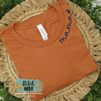 Mama Fall Embroidered Collar Tee