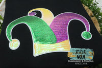 Mardi Gras Jester Hat Sequin Patch Sweatshirt