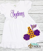 Personalized Cheerleader Megaphone with Pom Poms Appliqué