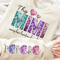 This Mimi Wears Her Heart on Her Sleeve FAUX Sequins PRINTED Sweatshirt