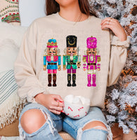 Nutcracker Trio Faux Sequins Printed Sweatshirt