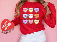 Teacher Valentine’s Day Conversation Hearts Printed Tee or Sweatshirt