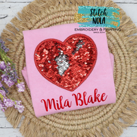 Personalized Flip Sequin Heart Applique