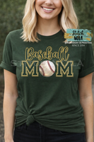 Baseball Mom Any Team Faux Glitter Graphic Tee