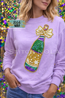 Mardi Gras Sequin Champagne Bottle Lavender Tee