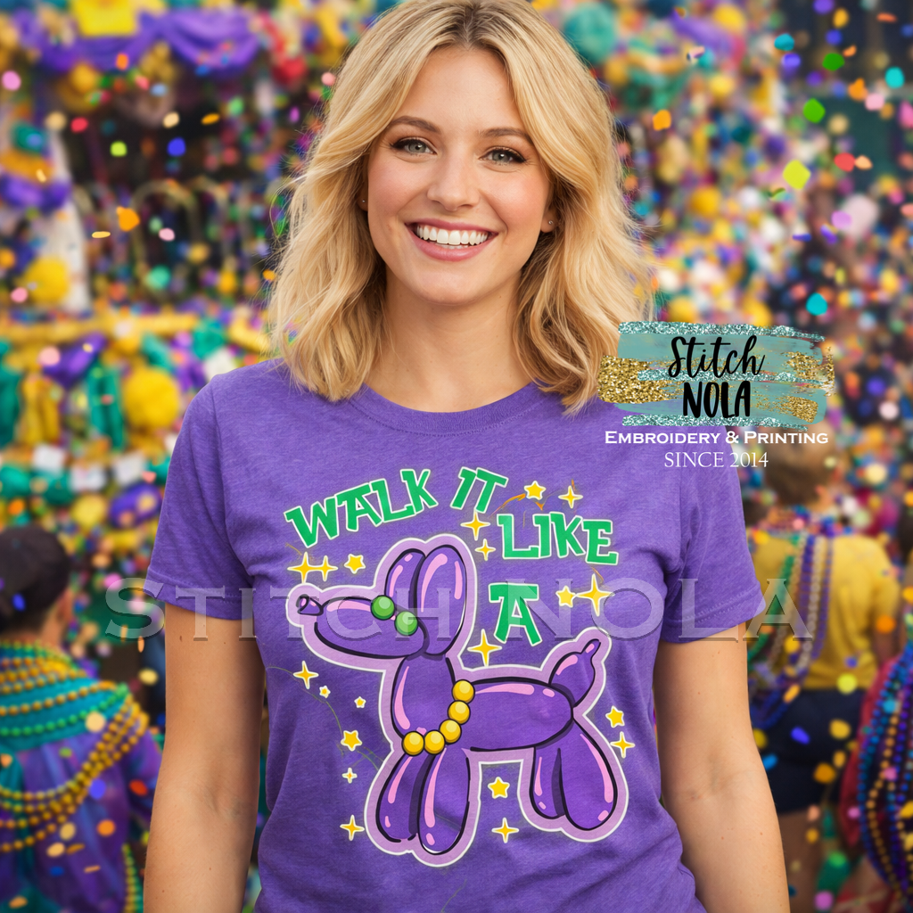 Mardi Gras Walk it Like a Dog Graphic Tee | Stitch NOLA
