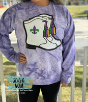 Mardi Gras Sequin Marching Boots Patch Sweatshirt