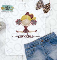 Personalized Garnet & Gray Cheerleader Printed Shirt