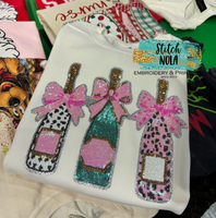 Champagne Bottle Sequin Trio with Bows