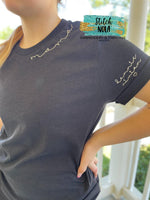 Mama and Sleeve Embroidered Collar Tee