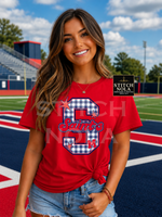 Custom Gingham Varsity Letter Mascot PNG | Personalized School Spirit PNG | Team Mom PNG | Gingham Mascot | Custom Team | Spirit Wear | Digital Artwork
