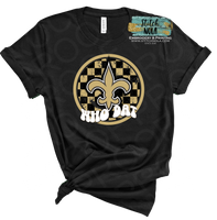 Preppy Who Dat Black and Gold Fleur de lis Printed Tee