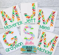 Personalized Dinosaur Letter Sketch Shirt