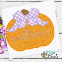 Personalized Pumpkin with Bow Applique Shirt