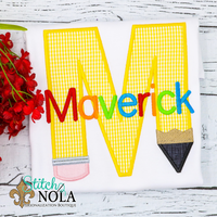 Personalized Back to School Pencil Alpha Applique Shirt