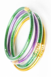 Mardi Gras Sparkle Jelly Tube Bracelets Set of 5