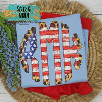 Personalized Patriotic Leopard Monogram Printed Shirt on Colored Garment