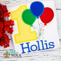 Personalized Birthday Balloon Bunch Appliqué Shirt