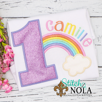 Personalized Birthday Rainbow Appliqué Shirt