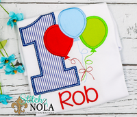 Personalized Birthday Balloon Bunch Appliqué Shirt
