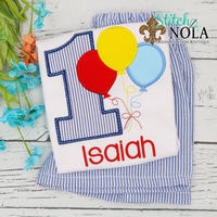 Personalized Birthday Balloon Bunch Appliqué Shirt