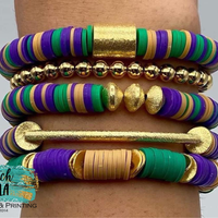 Mardi Gras Stackable bracelets, Stretchable bracelets