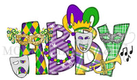 Mardi Gras Name Alpha Printed Shirt