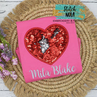 Personalized Flip Sequin Heart Applique Colored Garment