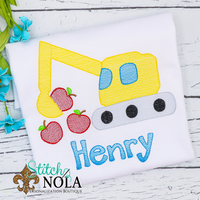 Personalized Back to School Excavator with Apples Sketch Shirt