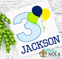 Personalized Birthday Balloon Bunch Appliqué Shirt