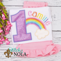Personalized Birthday Rainbow Appliqué Shirt