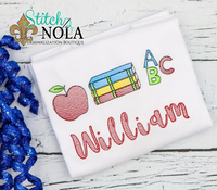 Personalized Back to School Apple and Books ABC Sketch Shirt