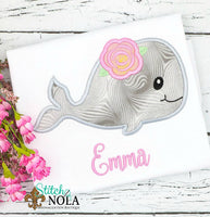 Personalized Whale with Flower Applique Shirt