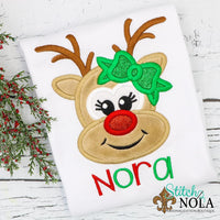 Personalized Christmas Reindeer Applique Shirt