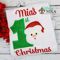Personalized First Christmas with Santa Applique Shirt