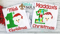Personalized First Christmas with Santa Applique Shirt